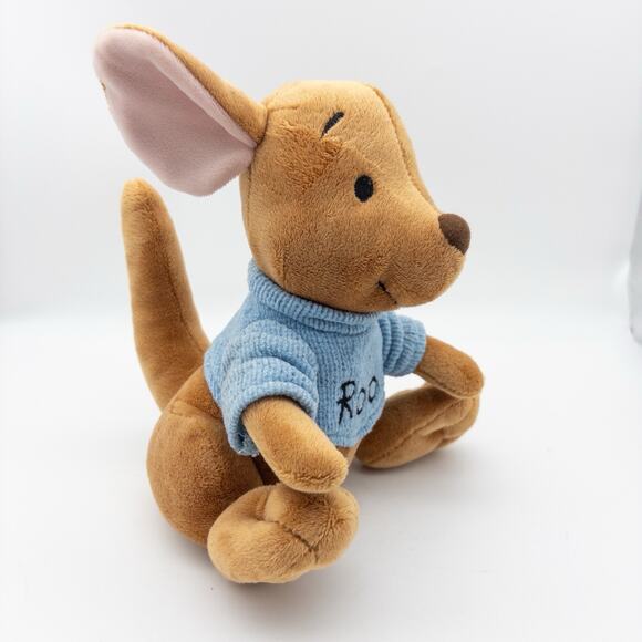 Disney Parks 8" Plush Stuffed Winnie The Pooh Roo Kangaroo Joey Blue Sweater - Picture 2 of 8